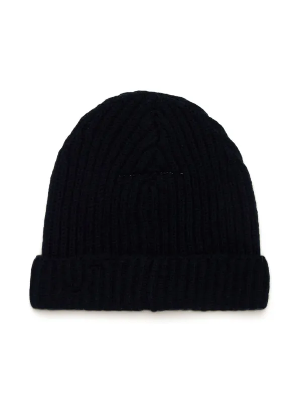 MM6 Maison Margiela Kids logo-embroidered ribbed-knit Beanie | Black |  FARFETCH
