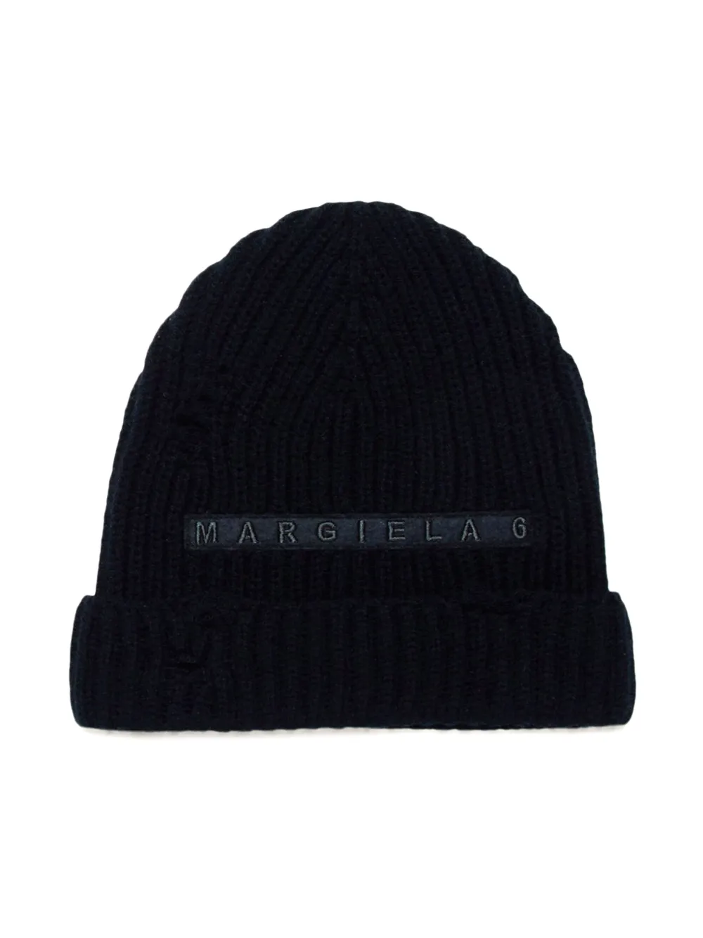 MM6 Maison Margiela Kids logo-embroidered ribbed-knit Beanie | Black |  FARFETCH