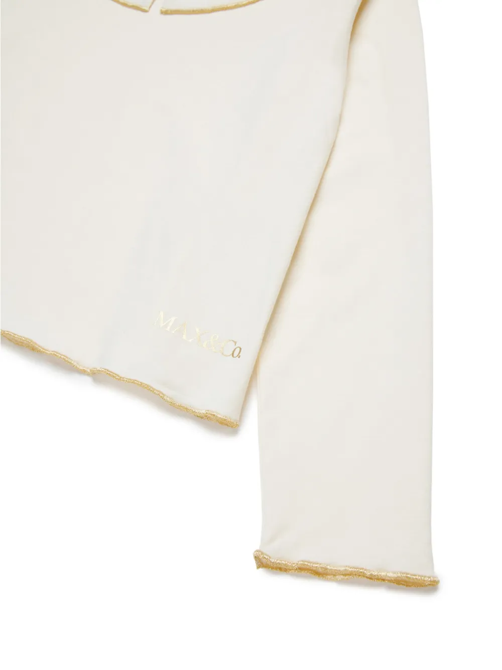 Max & Co Ruffle-collar Cotton Top In Neutrals