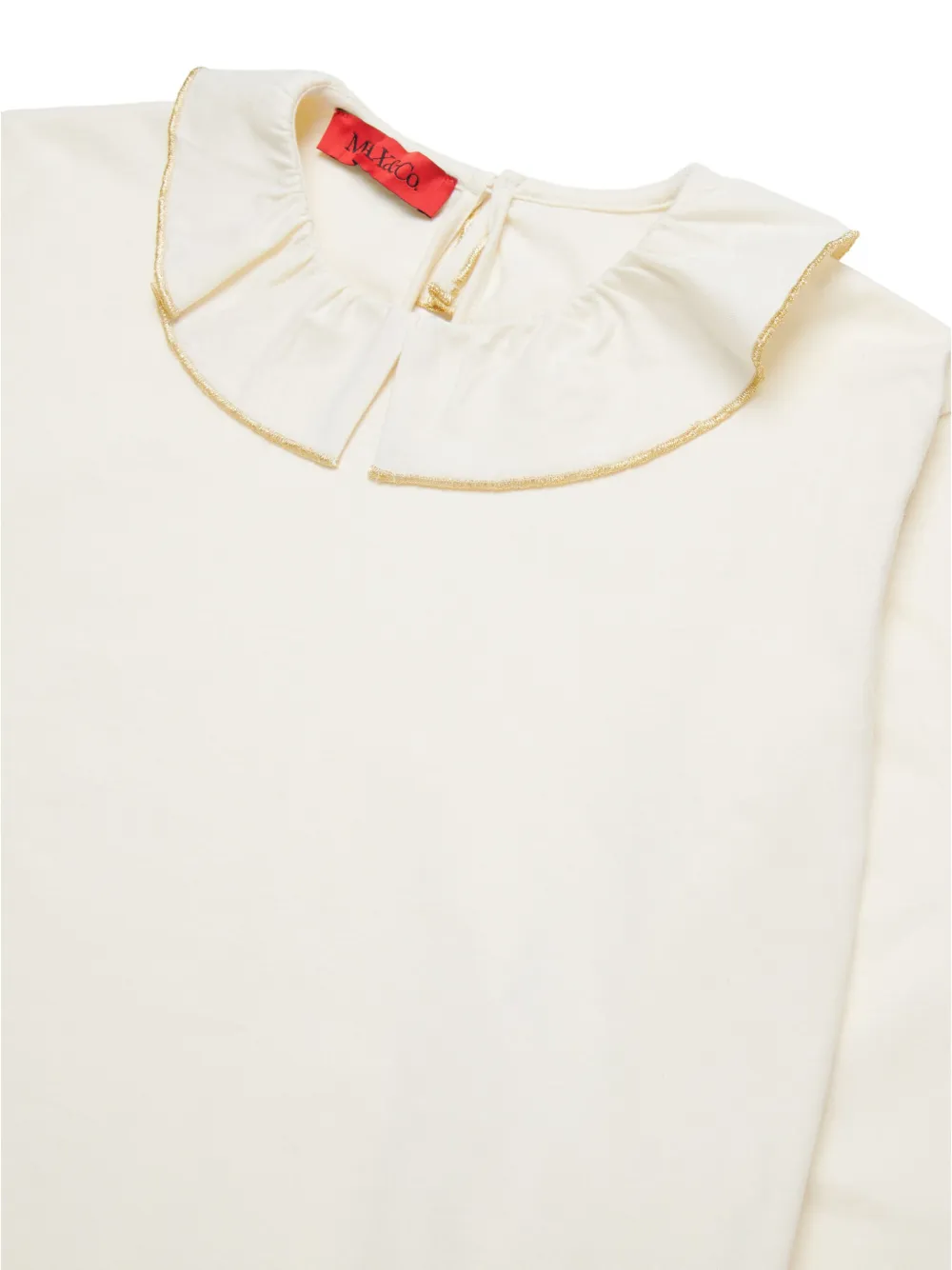 Max & Co Ruffle-collar Cotton Top In Neutrals