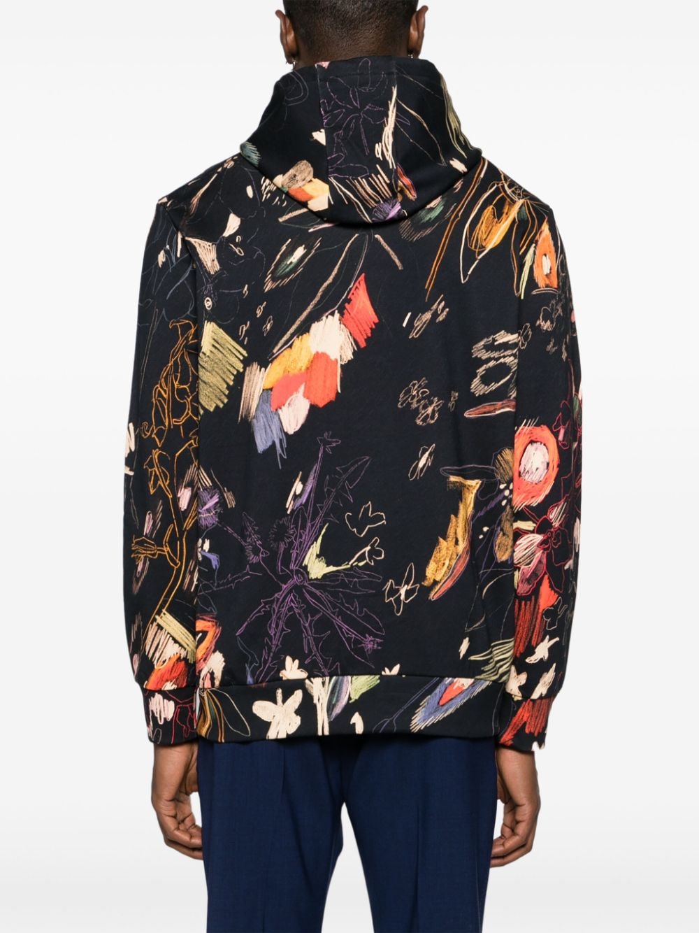 Shop Paul Smith Sketchbook Botanical Organic Cotton Hoodie In Black