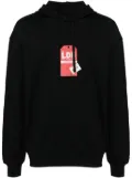 HUGO graphic-print cotton hoodie - Black