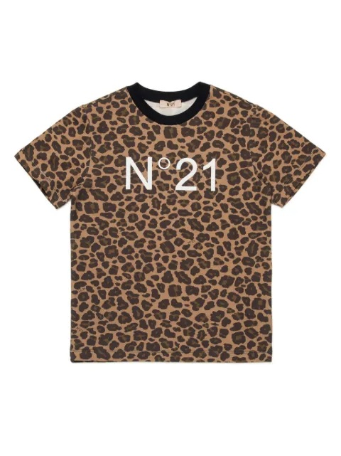 Nº21 Kids leopard-print short-sleeve T-shirt