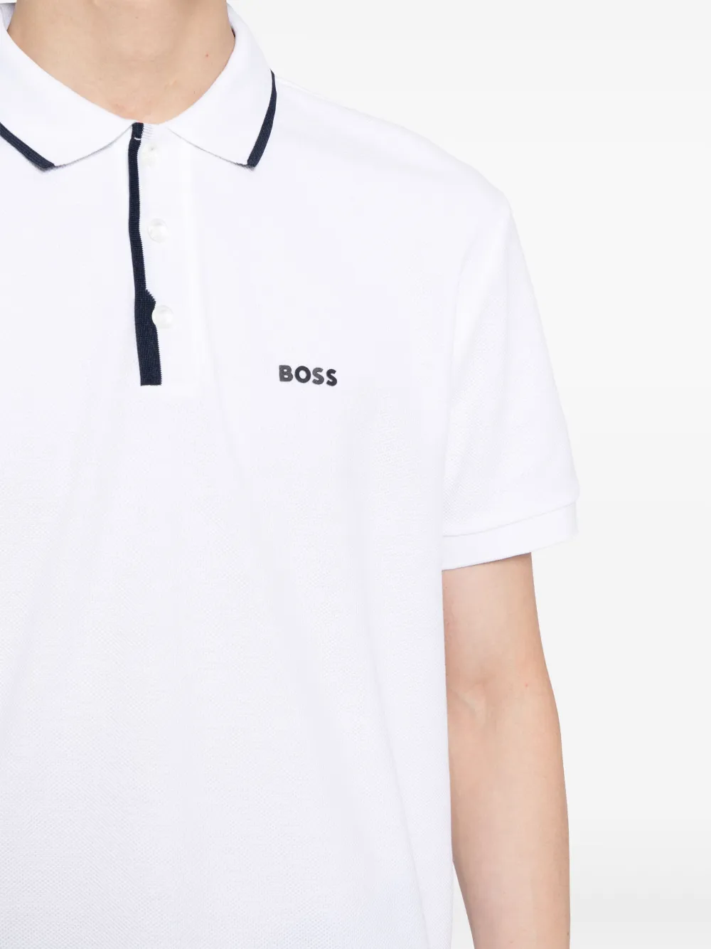 BOSS Poloshirt met logoprint Wit