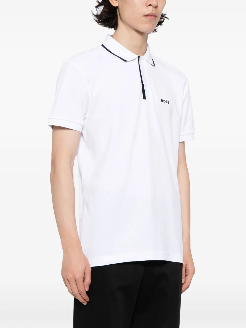 BOSS Poloshirt met logoprint Wit