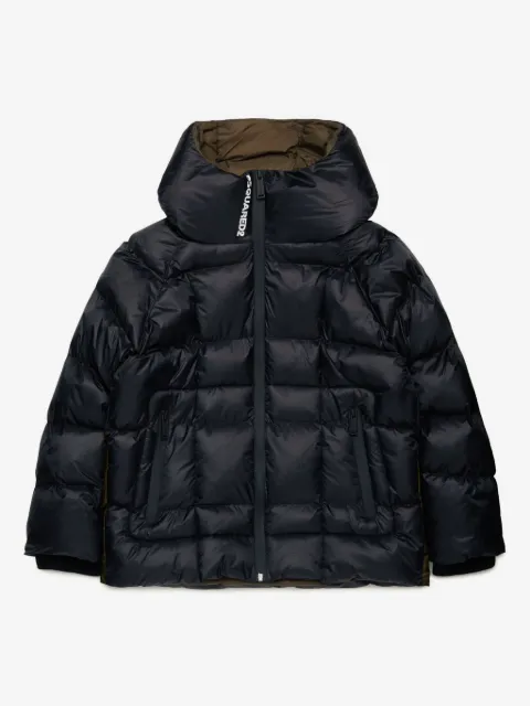 DSQUARED2 KIDS logo-print hooded puffer jacket