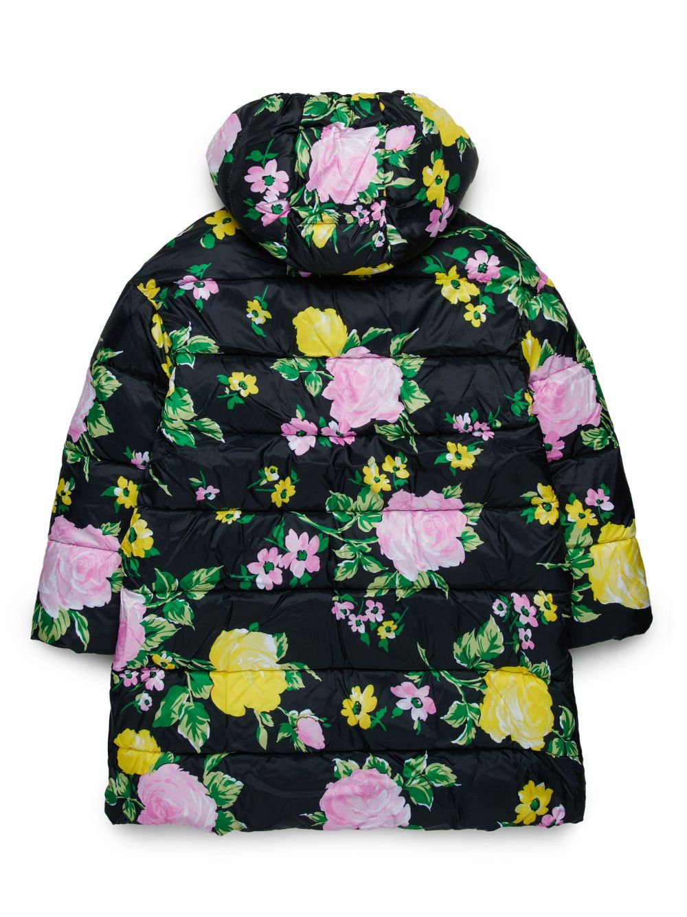 MAX&Co. Kids floral-print quilted hooded coat - Black