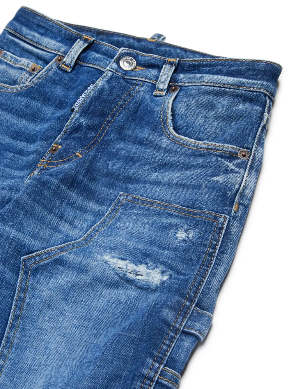DSQUARED2 KIDS Gerafelde jeans met panelen Blauw