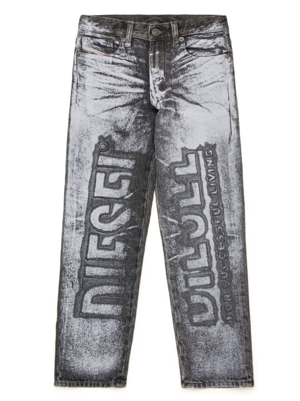 Diesel Kids Straight jeans met logoprint Grijs