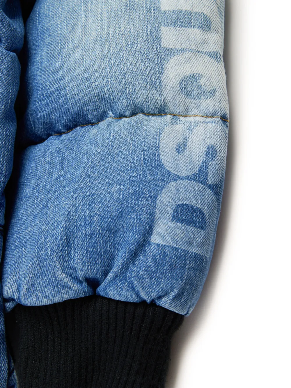 DSQUARED2 KIDS Spijkerstof donsjack met logoprint Blauw
