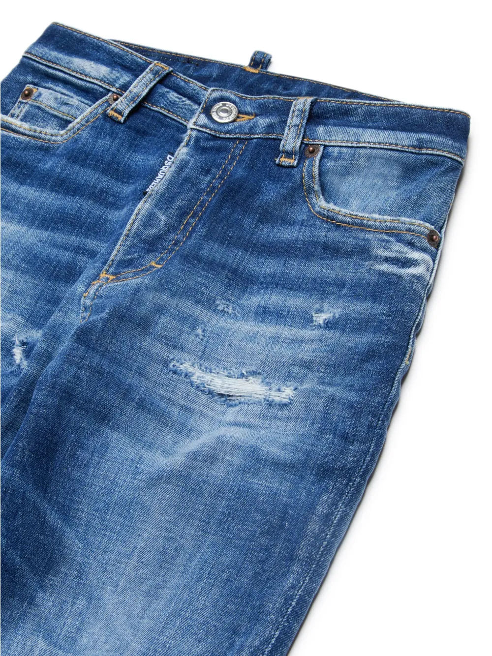 DSQUARED2 KIDS Mid waist straight jeans Blauw