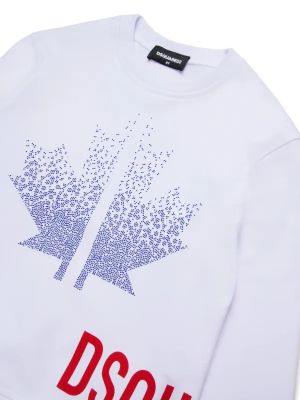 DSQUARED2 KIDS x Sport Edtn Maple leaf-print Sweatshirt White
