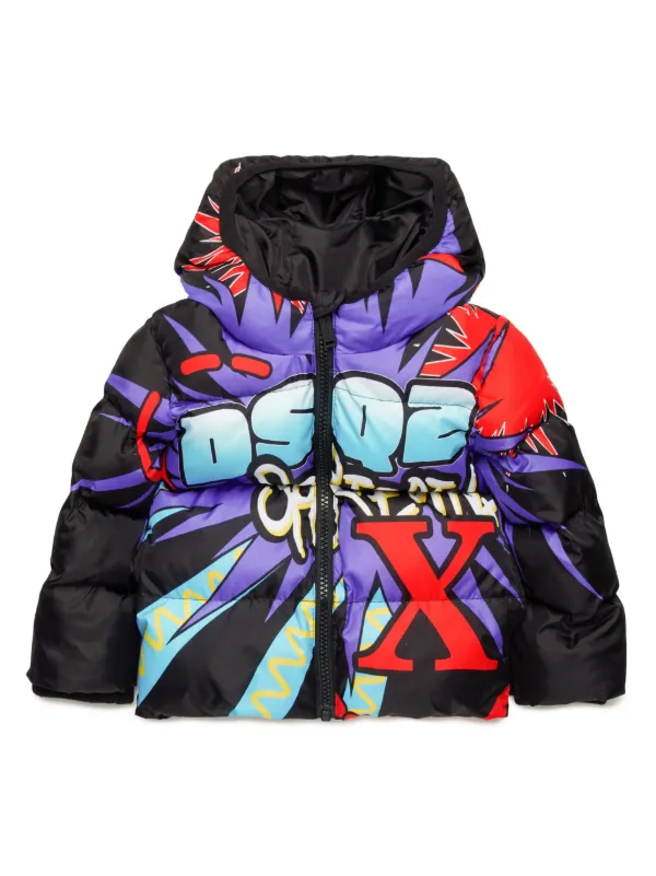 DSQUARED2 KIDS graphic print Puffer Jacket Black FARFETCH CA