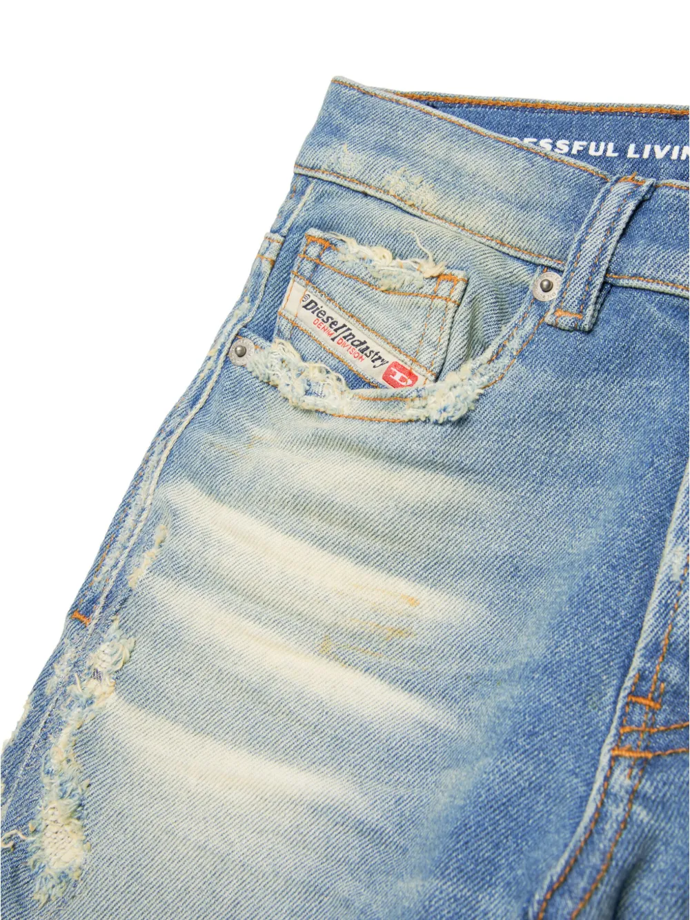 Diesel Kids D-Lucas mid waist jeans met toelopende pijpen Blauw