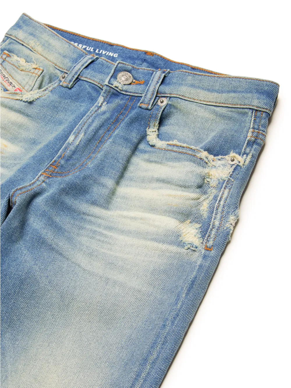 Diesel Kids D-Lucas mid waist jeans met toelopende pijpen Blauw