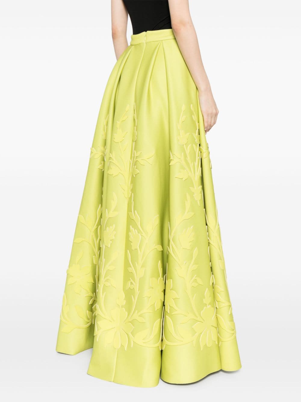 Shop Saiid Kobeisy Pleated Skirt With Matching Embroidery In Green