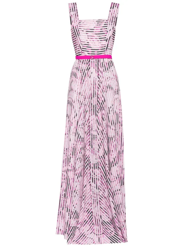 fitted lace wedding dress Lavender Striped Maxi Dress with Paper Bag Waistline main image 1