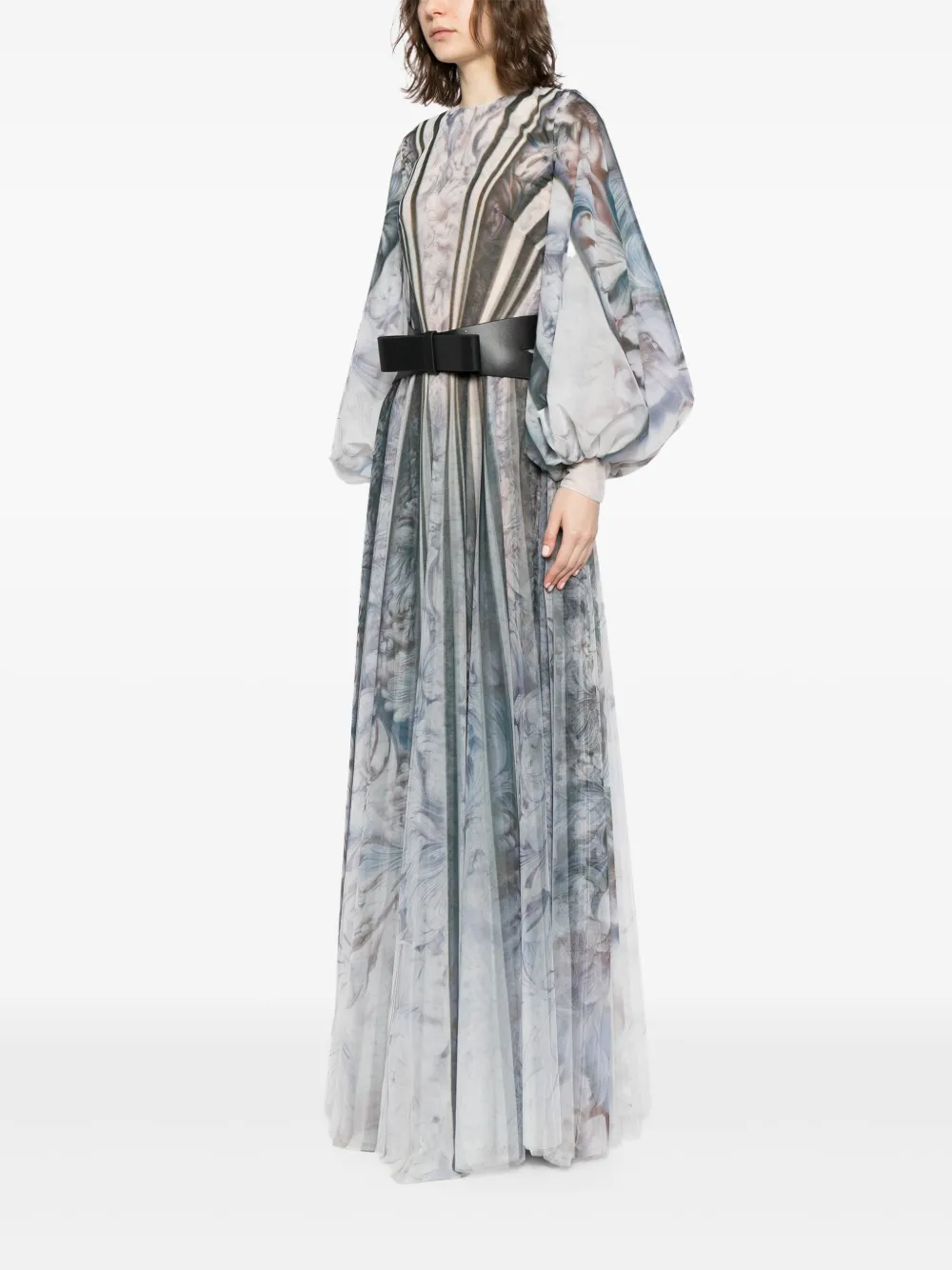 Saiid Kobeisy Avondjurk met abstracte print Grijs