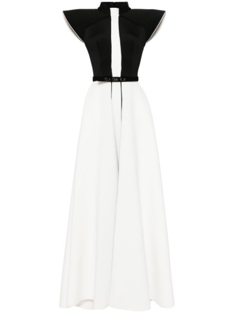 Saiid Kobeisy cap-sleeve two-tone gown