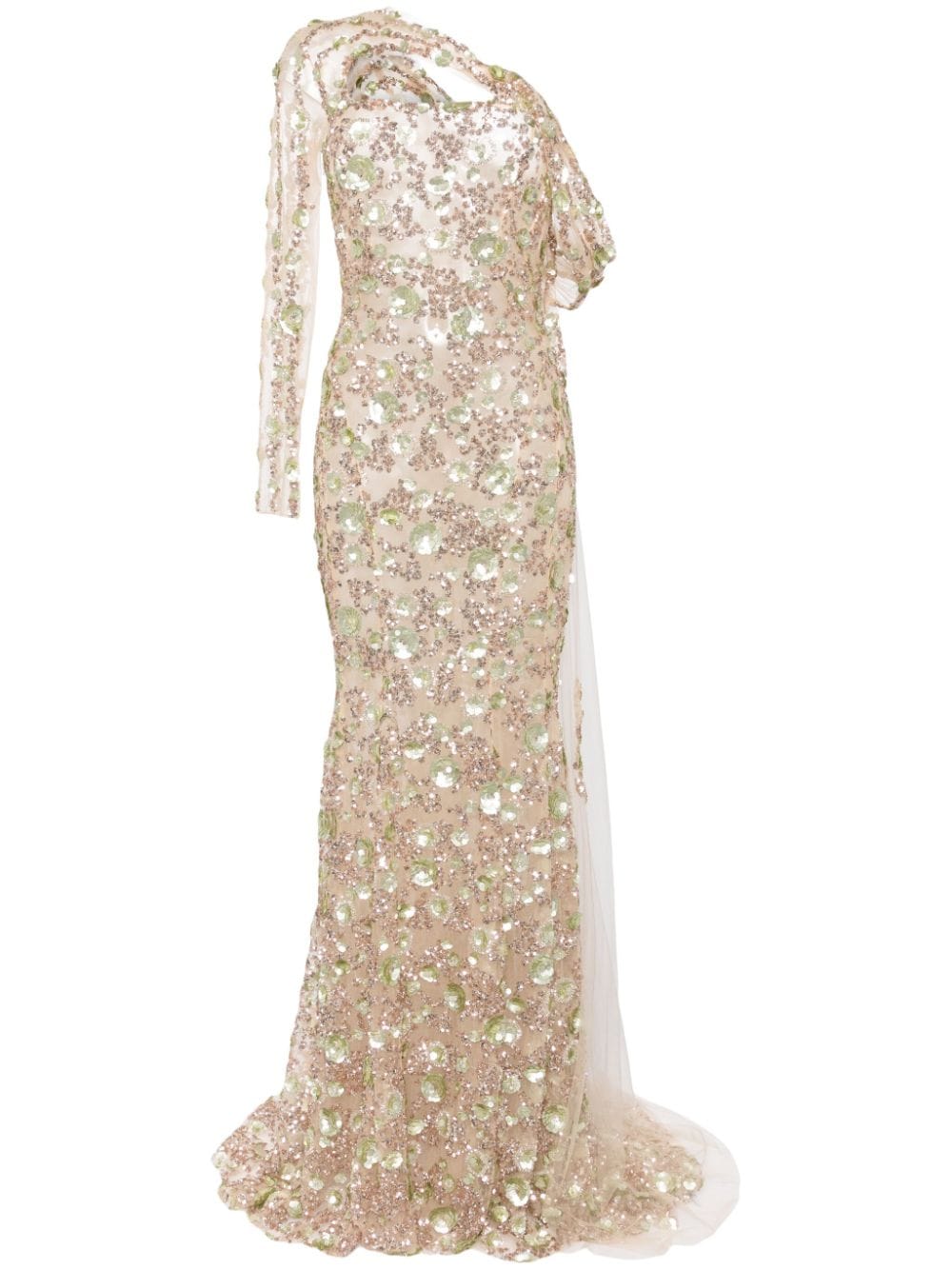 Saiid Kobeisy Beaded One-shoulder Gown In Gold
