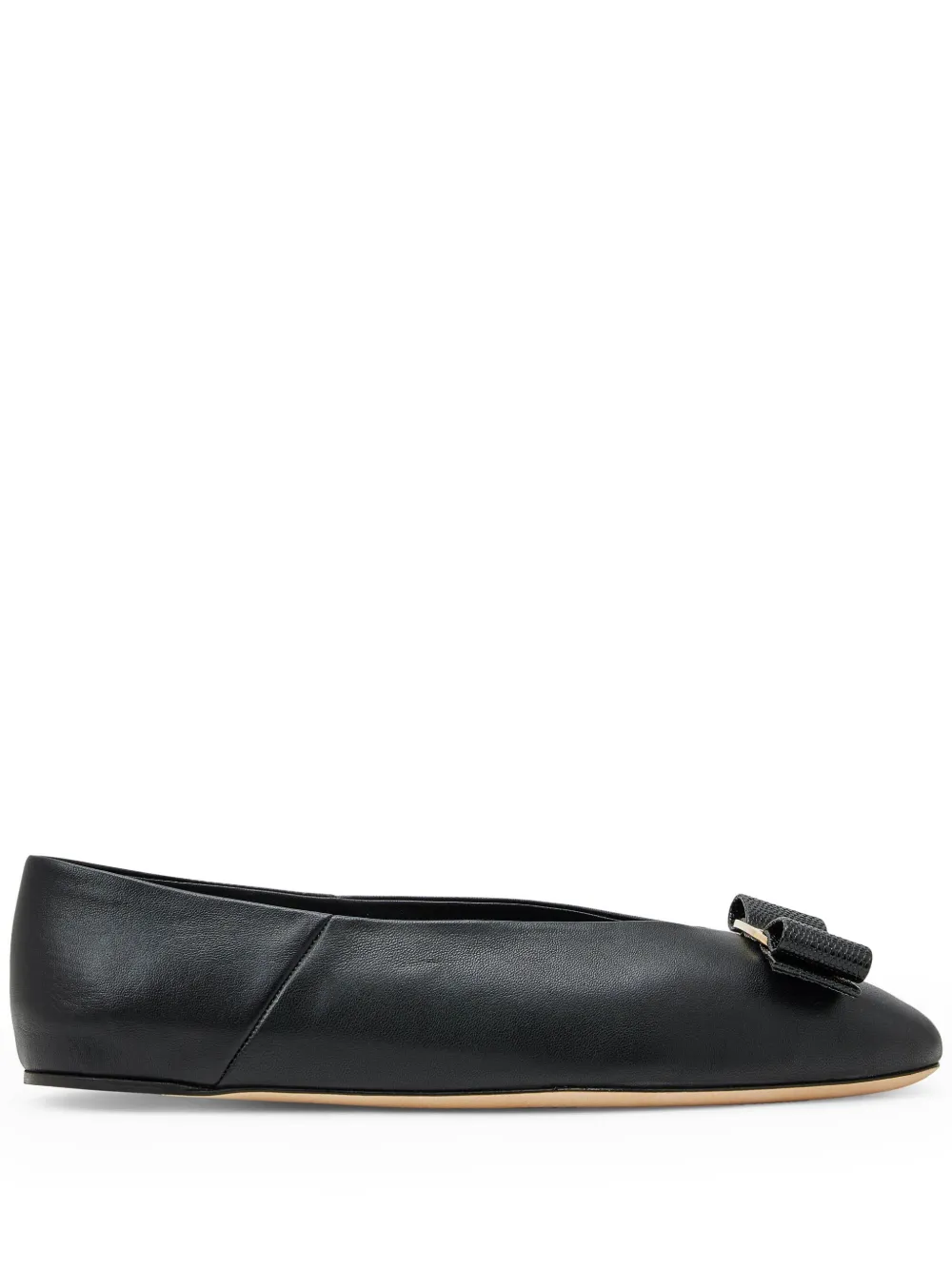 Ferragamo leather ballerina shoes Black