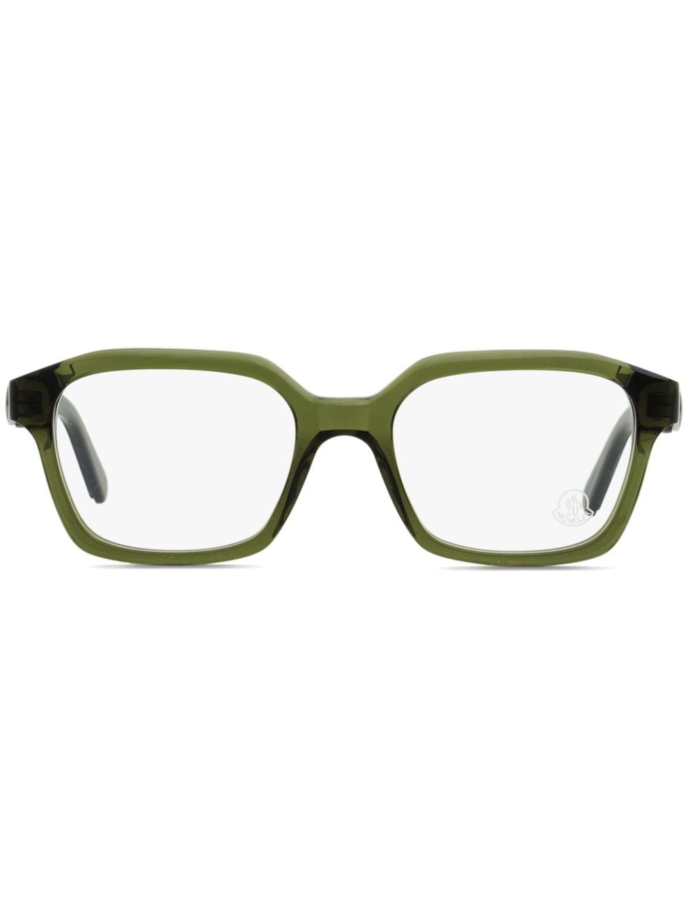 Shop Moncler Translucent Rectangle-frame Glasses In Green