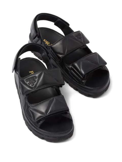 Prada logo-lettering quilted leather sandals 1X721MFD020038 - 3