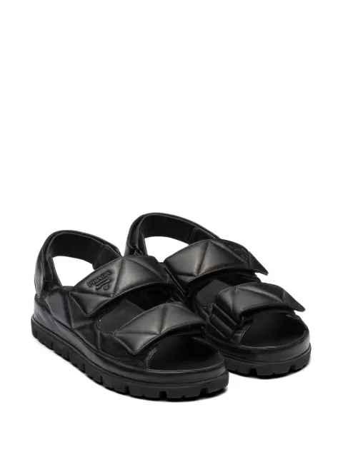 Prada logo-lettering quilted leather sandals 1X721MFD020038 - 1