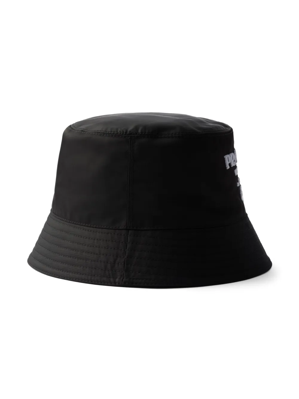 Shop Prada Embossed-logo Padded Bucket Hat In Black
