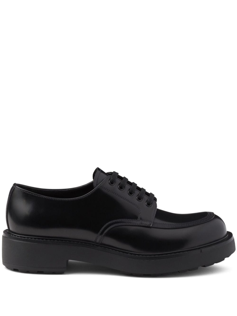 Prada brushed leather derby shoes Black