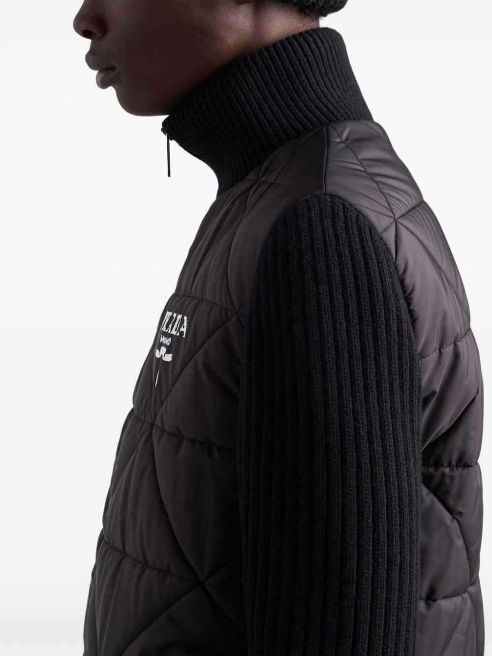 Shop Prada Re-nylon Down Jacket In Black