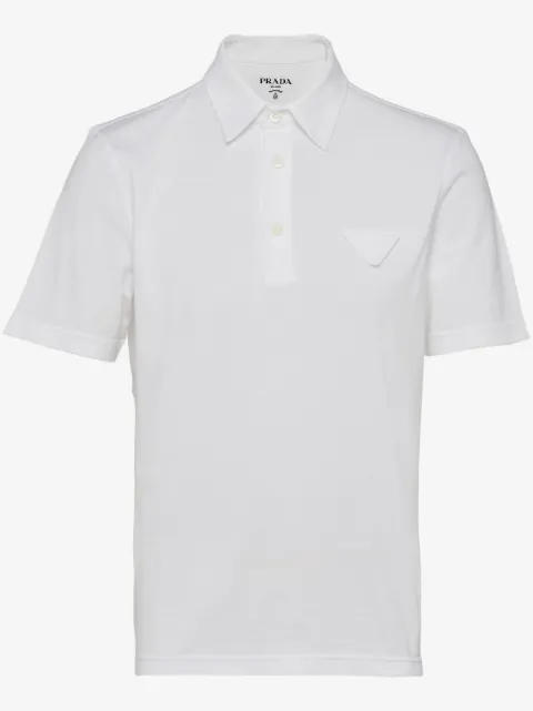 Prada logo-patch cotton polo shirt