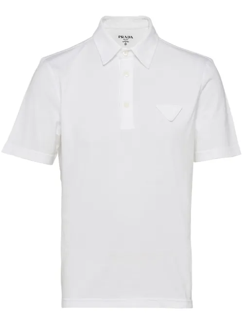 Polo en coton à patch logo - Prada - Modalova