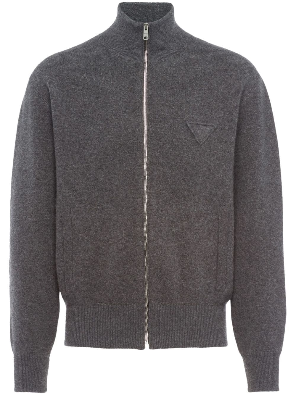 Prada Long-sleeve Zip-up Cardigan In Grey