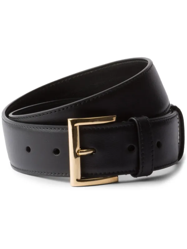 PRADA 上品 レザーベルト 黒 ブラック 本革 ロゴ Leather belt 23855880_53957856_600.jpg
