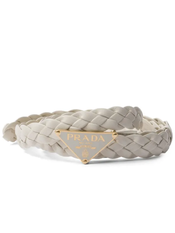 Prada トライアングルロゴ ベルト | ホワイト | FARFETCH JP