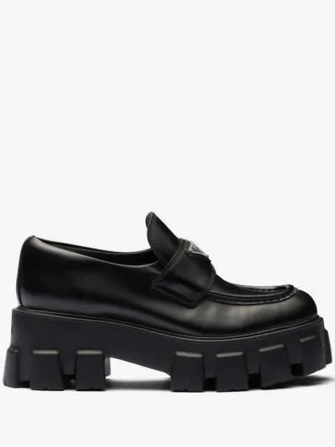 Prada Monolith brushed leather loafers