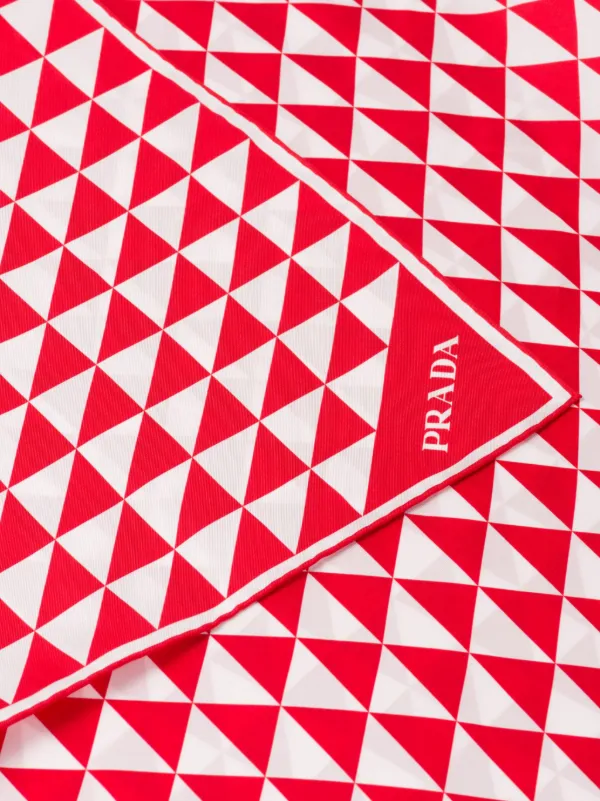 スカーフ PRADA 'Symbole' print scarf Red Prada logo-print Silk Twill Scarf | Red | FARFETCH