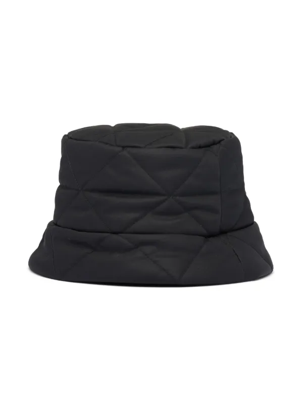 Prada triangle-logo Quilted Bucket Hat | Black | FARFETCH