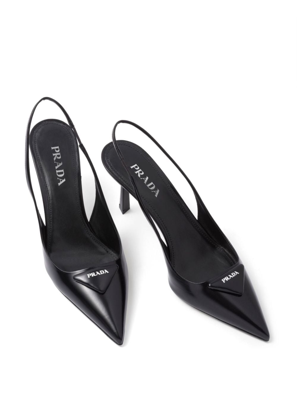 Shop Prada 75mm Triangle-logo Pumps In Black