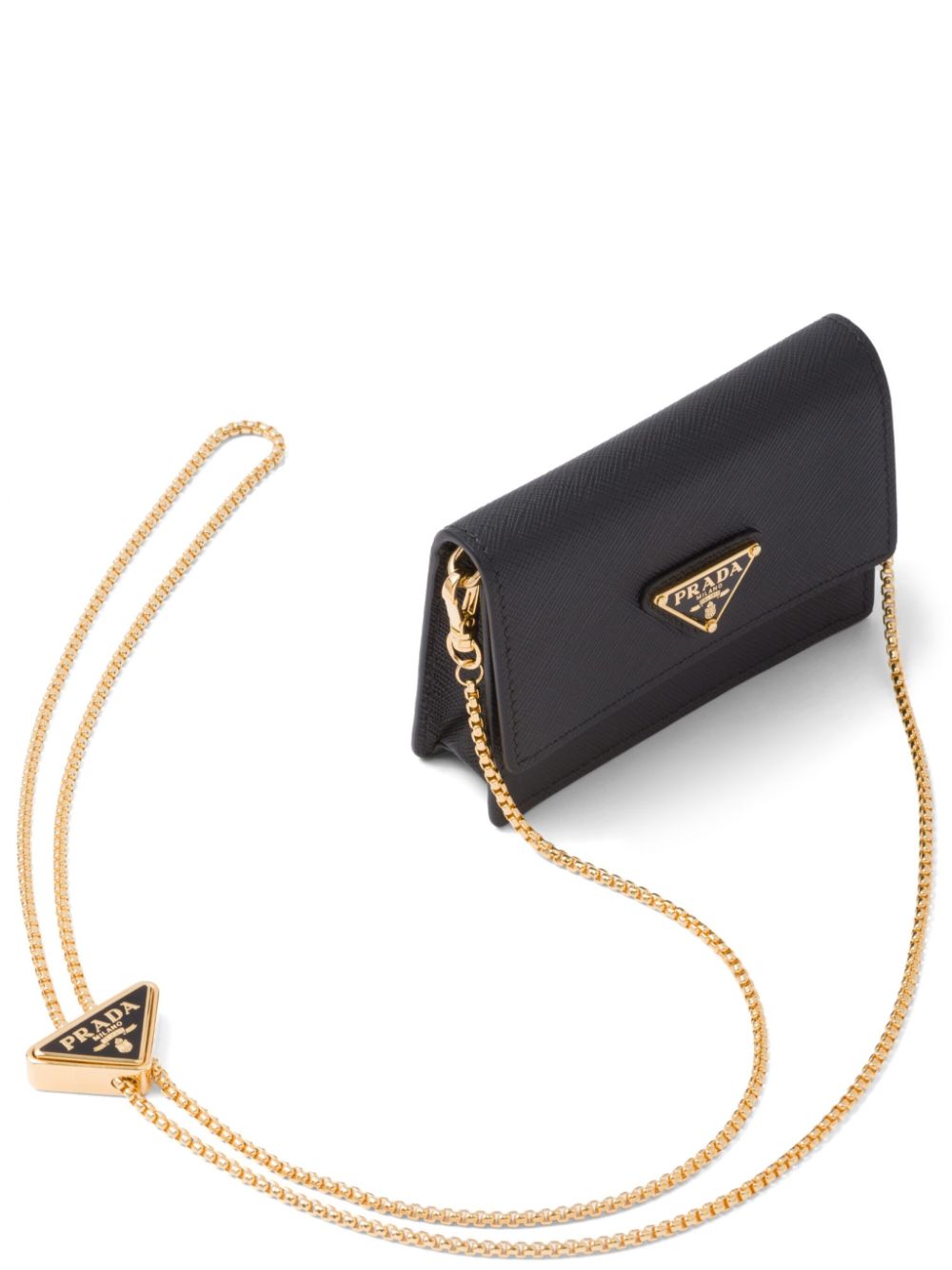 Prada enamel triangle logo wallet-on-chain - Black