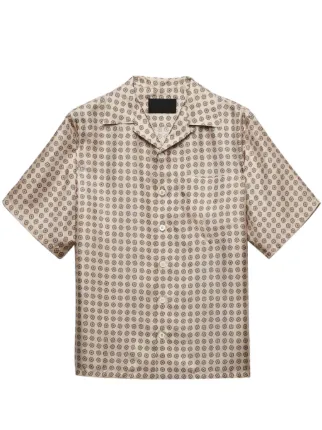 Prada geometric print Silk Shirt Neutrals FARFETCH UK