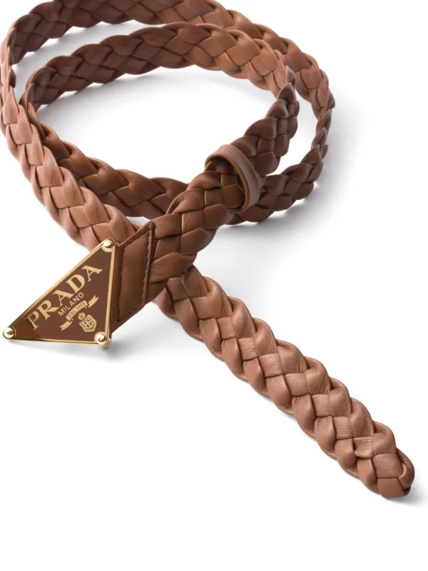 Prada Braided Leather Belt | Brown | FARFETCH