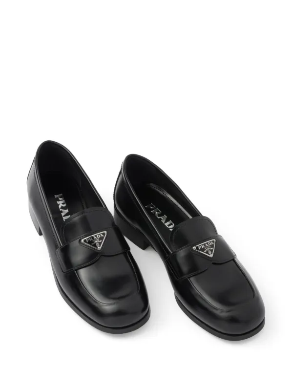 Prada Leather Triangle Logo Loafers - Bergdorf Goodman