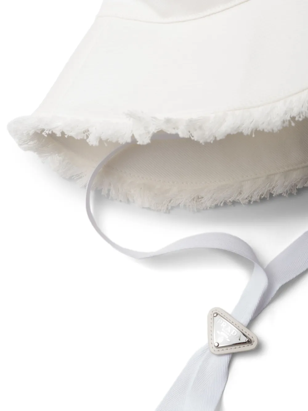 Prada Wide-brimmed Drill Bucket Hat In White
