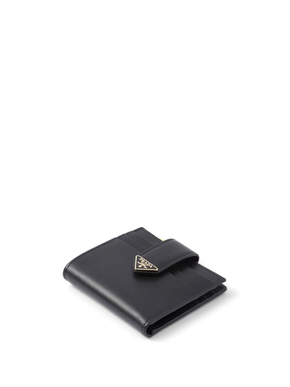 Prada Logo-plaque Leather Wallet In Black