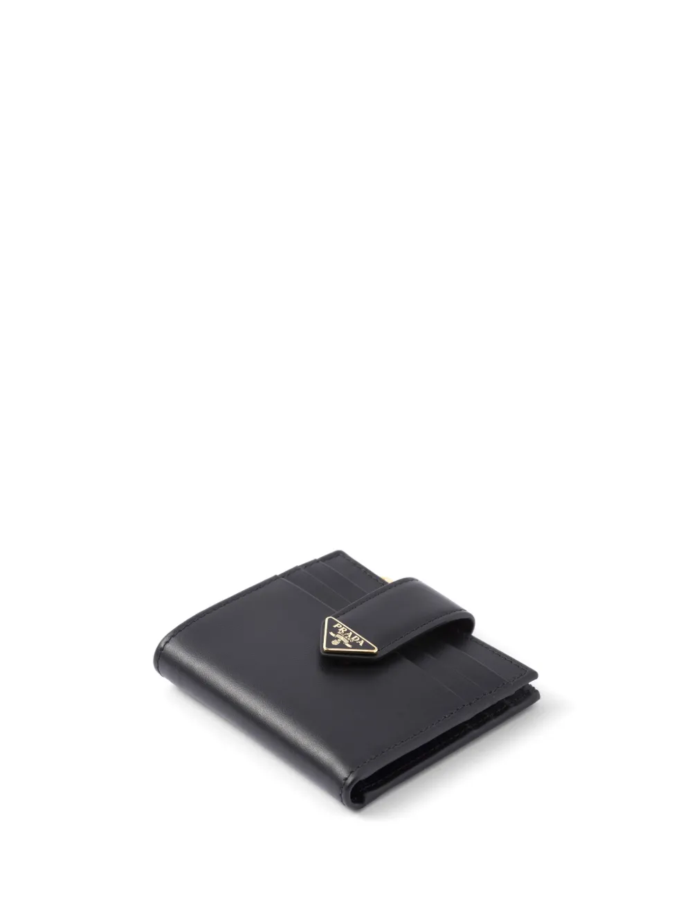 Prada Logo-plaque Leather Wallet In Black
