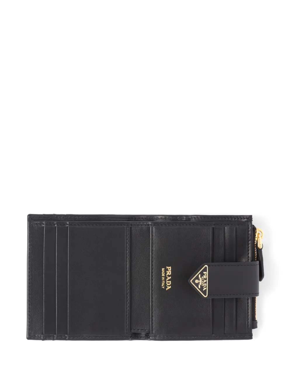 Prada Logo-plaque Leather Wallet In Black