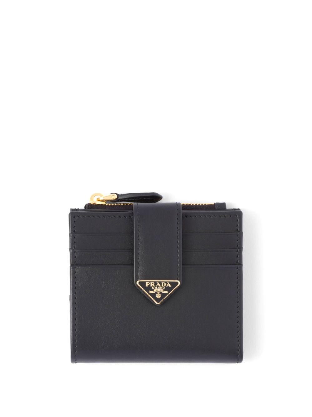 Prada Logo-plaque Leather Wallet In Black