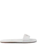 Prada triangle-logo leather slides - White